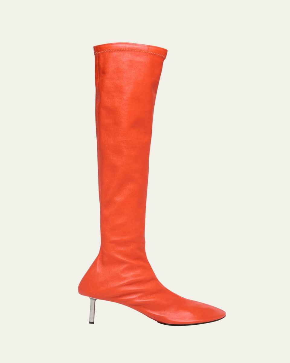 Lambskin Leather Stiletto Knee Boots